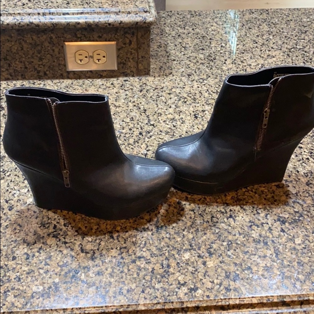 Black Wedge Booties